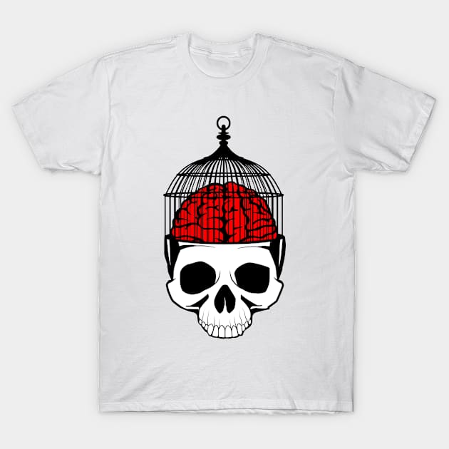 Skull brain caged illustration T-Shirt by ShirtyLife